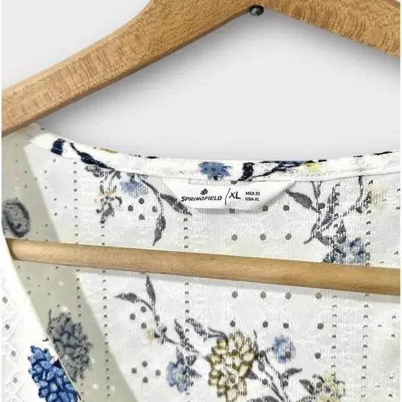 Springfield Womens Summer Dress White Floral Sleeveless Ruffles Short Size XL - Picture 3 of 10